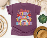 Teaching Tiny Humans To Do Big Things graphic tee in Berry