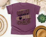 Dad Life Powered By Coffee And Chaos Grey graphic tee in Berry