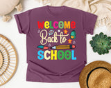 Welcome Back To School Pencils graphic tee in Berry