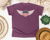 Patriotic Winged Shield graphic tee in Berry