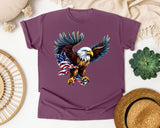 Bald Eagle With Flag graphic tee in Berry