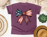 American Flag Bow graphic tee in Berry