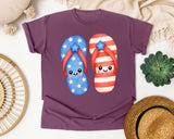 Patriotic Flip Flops graphic tee in Berry