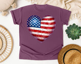 American Flag Heart Red 3 graphic tee in Berry