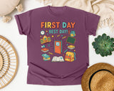 First Day Best Day graphic tee in Berry
