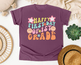 Happy First Day Of 1st Grade graphic tee in Berry