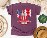 We Will Never Forget Patriot Day Red graphic tee in Berry