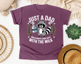 Just A Dad Who Always Came Back With The Milk Grey graphic tee in Berry