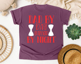 Dad By Day Gamer By Night White 2 graphic tee in Berry