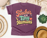 Teacher Of Tiny Humans Retro graphic tee in Berry