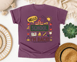 Hello School Im Back graphic tee in Berry