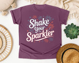 Shake Your Sparkler White graphic tee in Berry