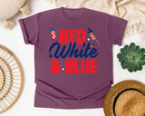 Red White And Blue graphic tee in Berry