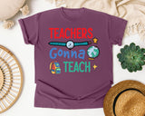 Teachers Gonna Teach Globe graphic tee in Berry