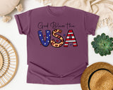 God Bless The USA Grey graphic tee in Berry