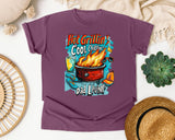 Hot Grillin Cool Chillin Dad Livin graphic tee in Berry