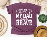 Land Of The Free Because My Dad Was Brave White 2 graphic tee in Berry