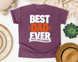 Best Dad Ever Facts Not Opinions White graphic tee in Berry