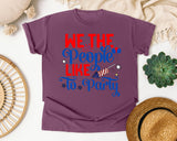 We The People Like To Party Blue 2 graphic tee in Berry