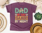 Dad By Day Gamer By Night Grey graphic tee in Berry