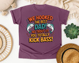 We Hooked The Best Dad graphic tee in Berry