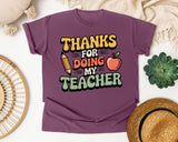 Thanks For Being My Teacher White graphic tee in Berry