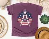 Patriotic Compass Gear Emblem Navy 2 graphic tee in Berry