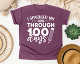 I Sparkled My Way Through 100 Days White 2 graphic tee in Berry