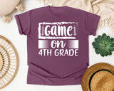 Game On 4th Grade White graphic tee in Berry