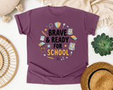 Brave And Ready For School graphic tee in Berry