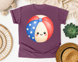 Patriotic Beach Ball graphic tee in Berry