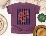 World's Okayest Dad Still Pretty Cool graphic tee in Berry
