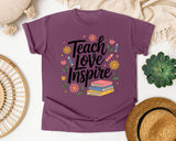 Teach Love Inspire Floral graphic tee in Berry