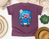 Patriotic Blue Truck graphic tee in Berry