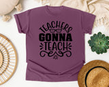 Teachers Gonna Teach graphic tee in Berry