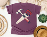 Patriotic Hammer And Saw graphic tee in Berry