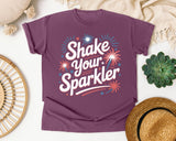 Shake Your Sparkler White 2 graphic tee in Berry