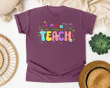 Teach Floral Pastel graphic tee in Berry