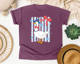 Patriotic Goose Bow graphic tee in Berry
