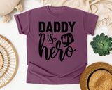 Daddy Is My Hero White 2 graphic tee in Berry