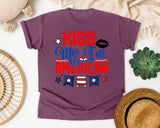 Kiss Me I'm American graphic tee in Berry