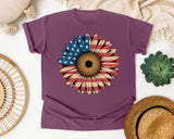 American Flag Sunflower graphic tee in Berry