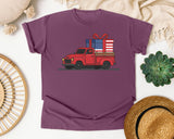 Red Truck With Flag Gift graphic tee in Berry