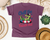 Chill The Fourth Out Grey 2 graphic tee in Berry