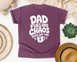 Dad Fueling Chaos Since Day One White graphic tee in Berry