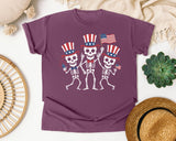 Patriotic Skeleton Trio White graphic tee in Berry