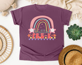 Hello Pre-K Rainbow graphic tee in Berry