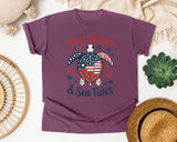 Stars Stripes And Sea Tides Grey 2 graphic tee in Berry