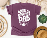 World's Okayest Dad And Proud Of It White graphic tee in Berry