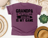 Grandpa Is My Name And Spoiling Is My Game graphic tee in Berry